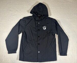 Blackcraft Cult Kids Large Rain Jacket Wind Breaker with Hood Black with Bats L